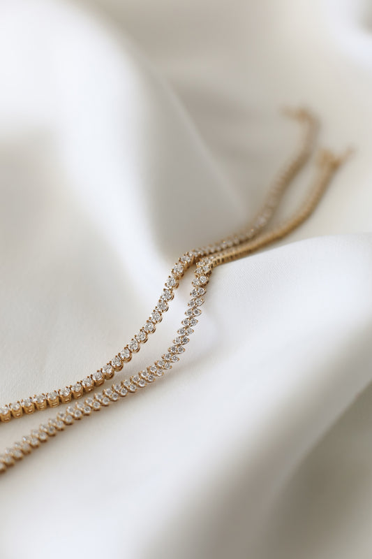 Custom jewelry design: tennis bracelets with round and marquise shape lab diamonds